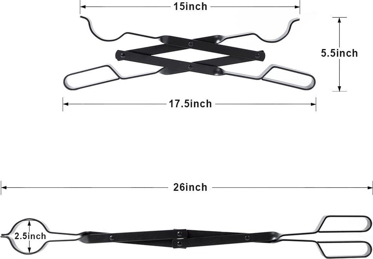 Fire Pit Tongs - Fireplace Accessories Fireplaces Tool For Outdoor Indoor Camping Wood Stoves Pits Black Steel 26 Inch