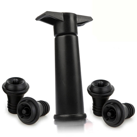 Vacu Vin Black Pump With Wine Saver Stoppers - Keeps Fresh