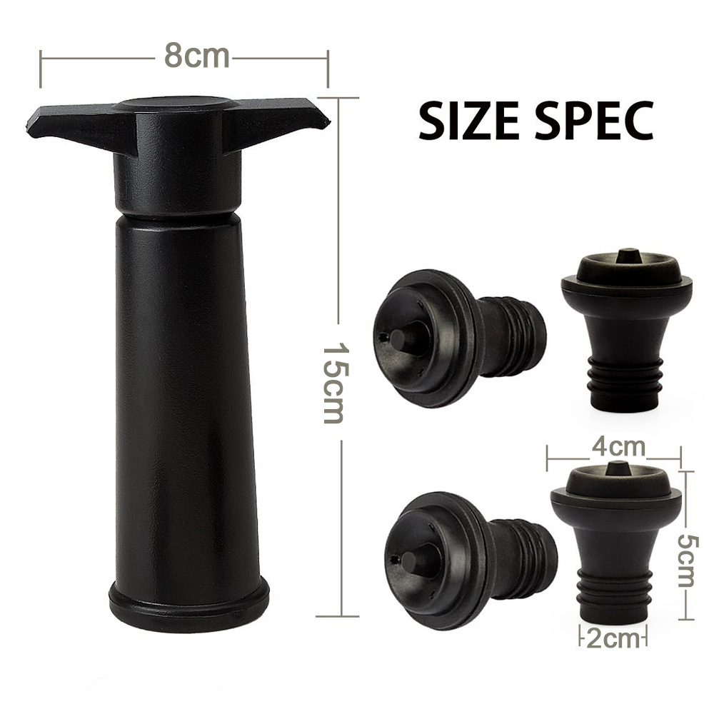Vacu Vin Black Pump With Wine Saver Stoppers - Keeps Fresh