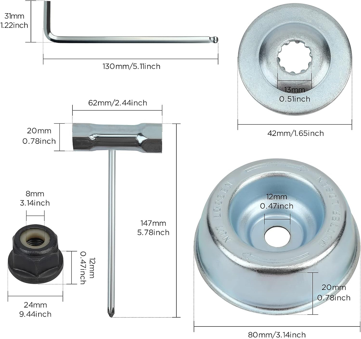 Universal Brushcutter Head Nut Kit For Stihl Fs55