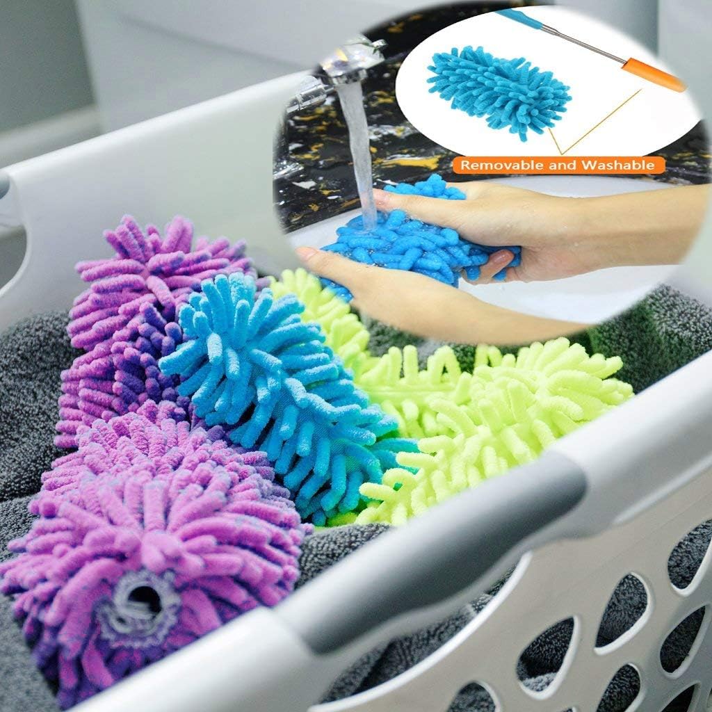 Washable Dusters For Cleaning Phoenixes Feather Extendable Dusting Wand 11Inches 30 Wet Or Dry Use (5 Pcs)