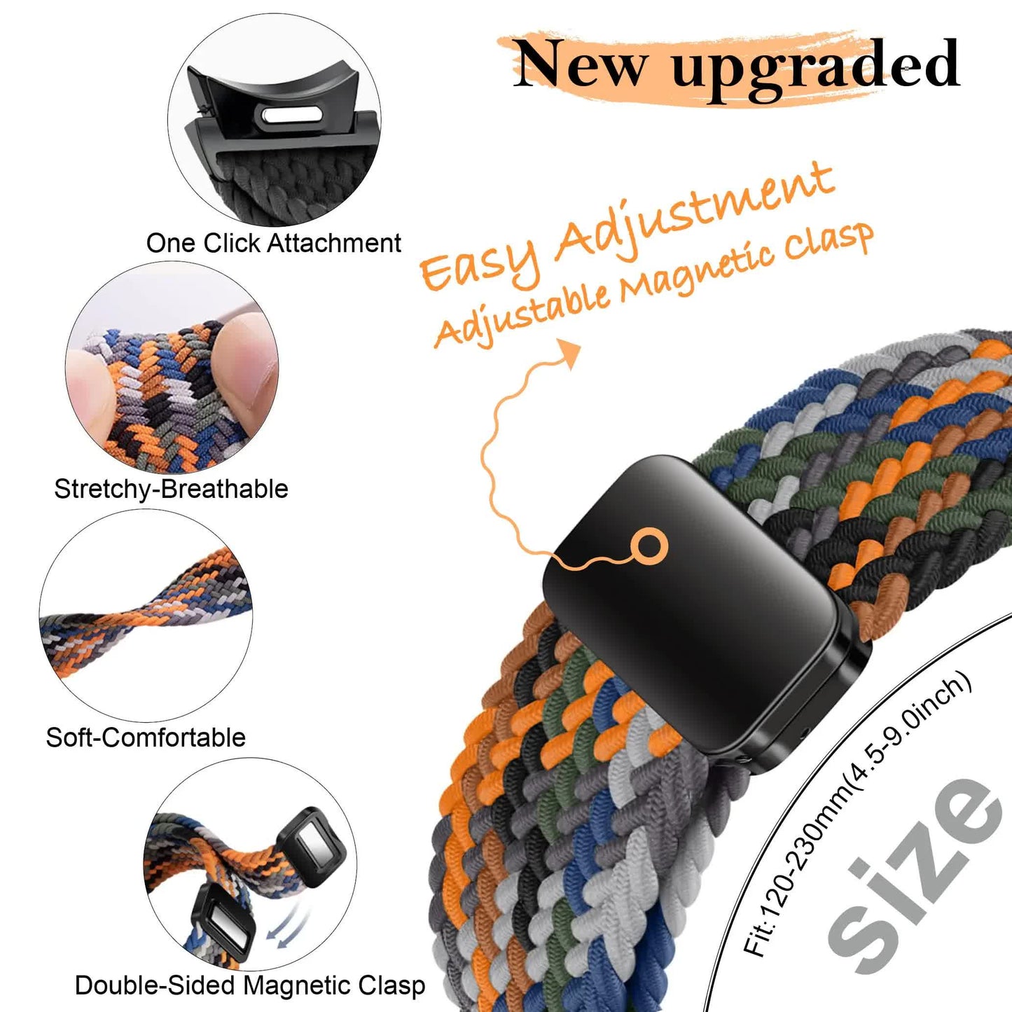 Braided Strap For Compatible With Samsung Galaxy Watch 6 5 Pro 4 Classic Magnetic Band Without Gap 40Mm 44Mm 45Mm 47Mm 4