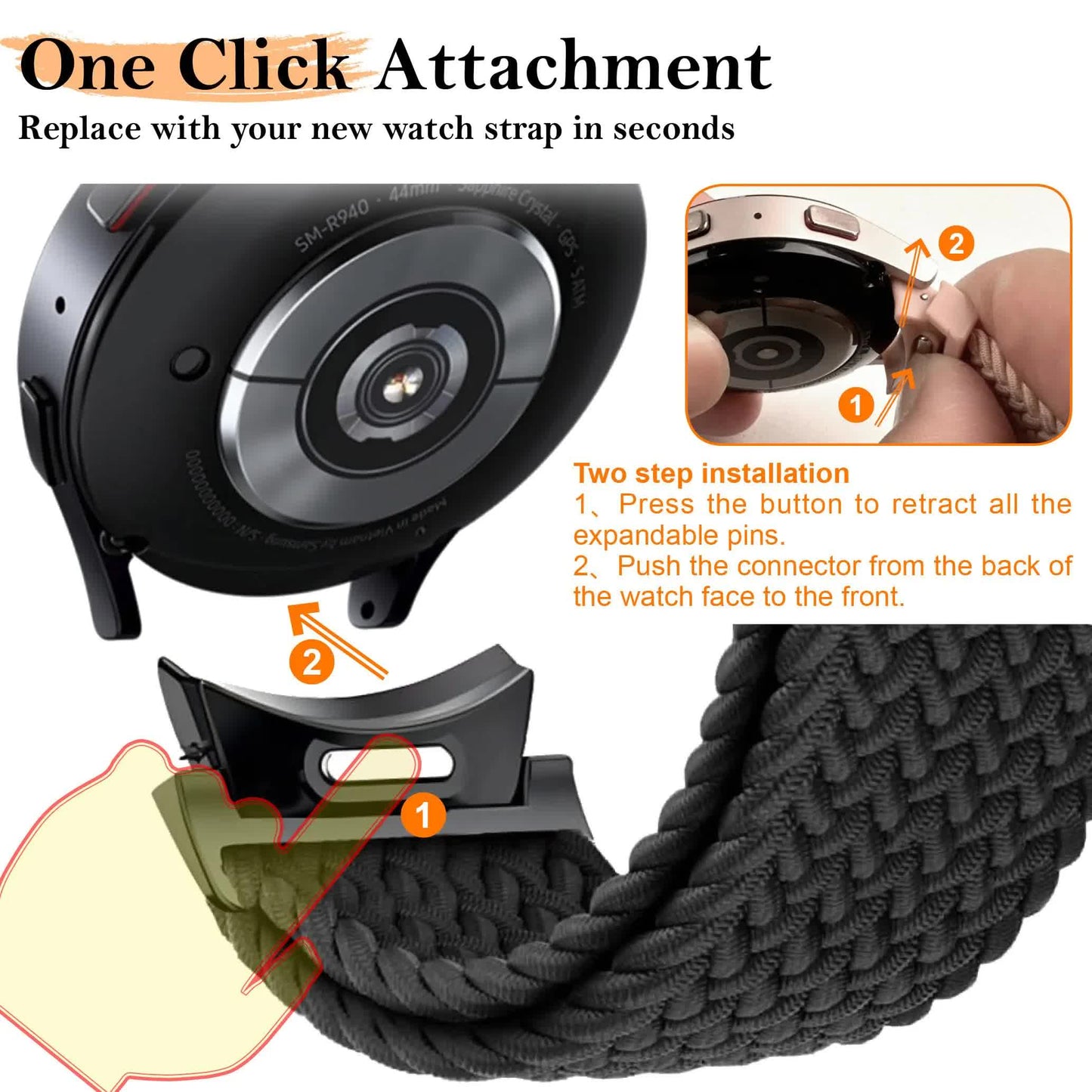 Braided Strap For Compatible With Samsung Galaxy Watch 6 5 Pro 4 Classic Magnetic Band Without Gap 40Mm 44Mm 45Mm 47Mm 4