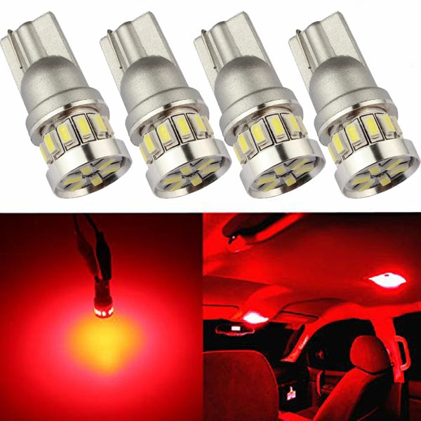 T10 W5w Canbus Red 4 Pack Led Bulbs 12V / 24V