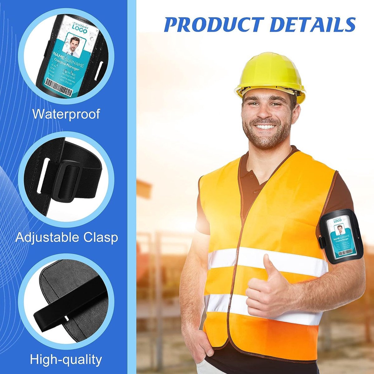 Card Holder Arm Id Horizontal Pu Black 2 Pieces