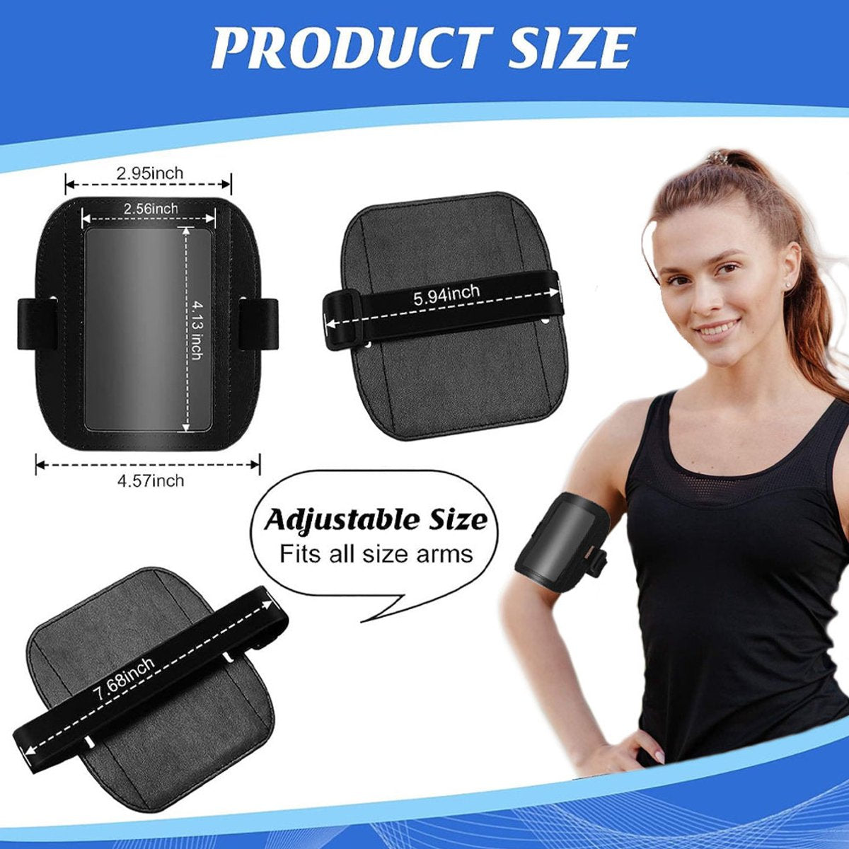 Card Holder Arm Id Horizontal Pu Black 2 Pieces