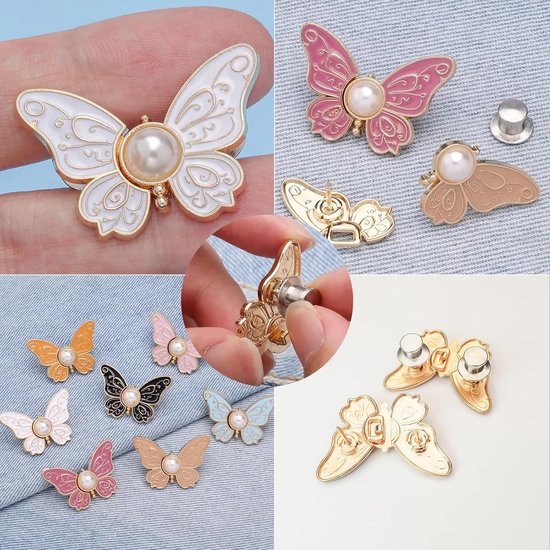 8 Pack Butterfly Waistband Adjuster Clips Jeans Button Tighteners No Sewing