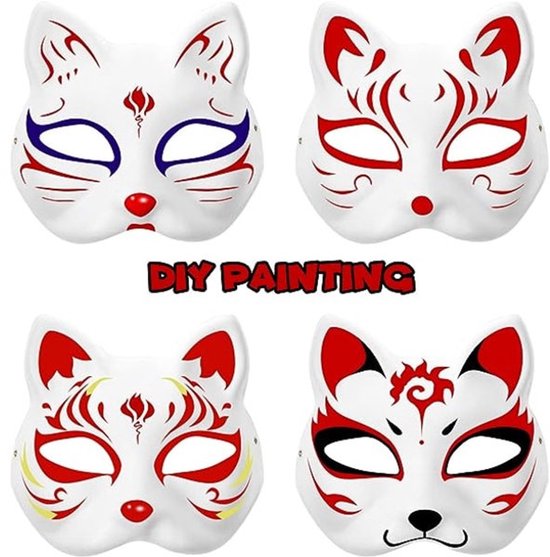 10 Paintable Cat Masks Diy Animal Costume White Half Used For Masquerade Halloween Cosplay Kids Party Supplies