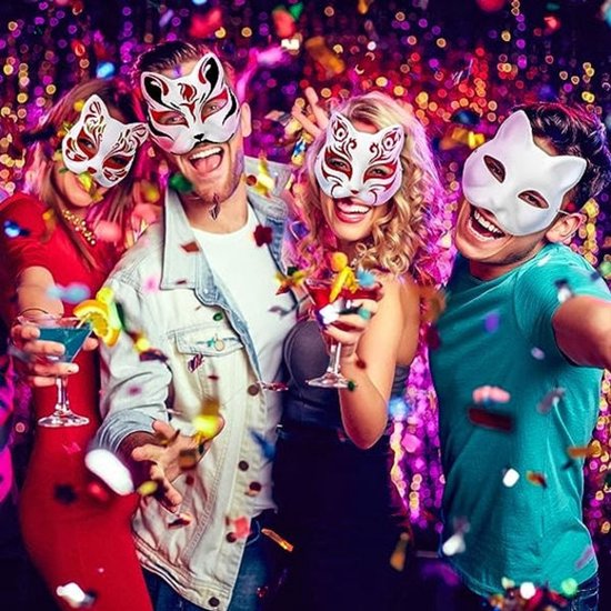 10 Paintable Cat Masks Diy Animal Costume White Half Used For Masquerade Halloween Cosplay Kids Party Supplies