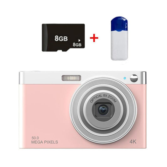 4K 8X Optical Zoom Telescopic Lens Digital Camera With Card Reader & 8G Pink