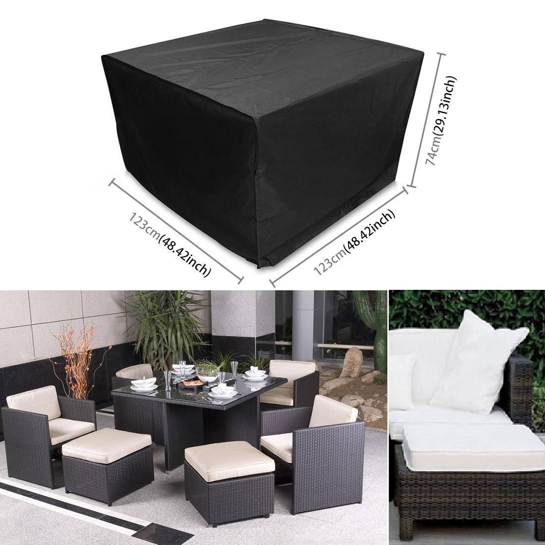 Outdoor Furniture Set Cover Waterproof Anti Uv Dust Proof 210D Oxford Cloth 123X123x74cm Black