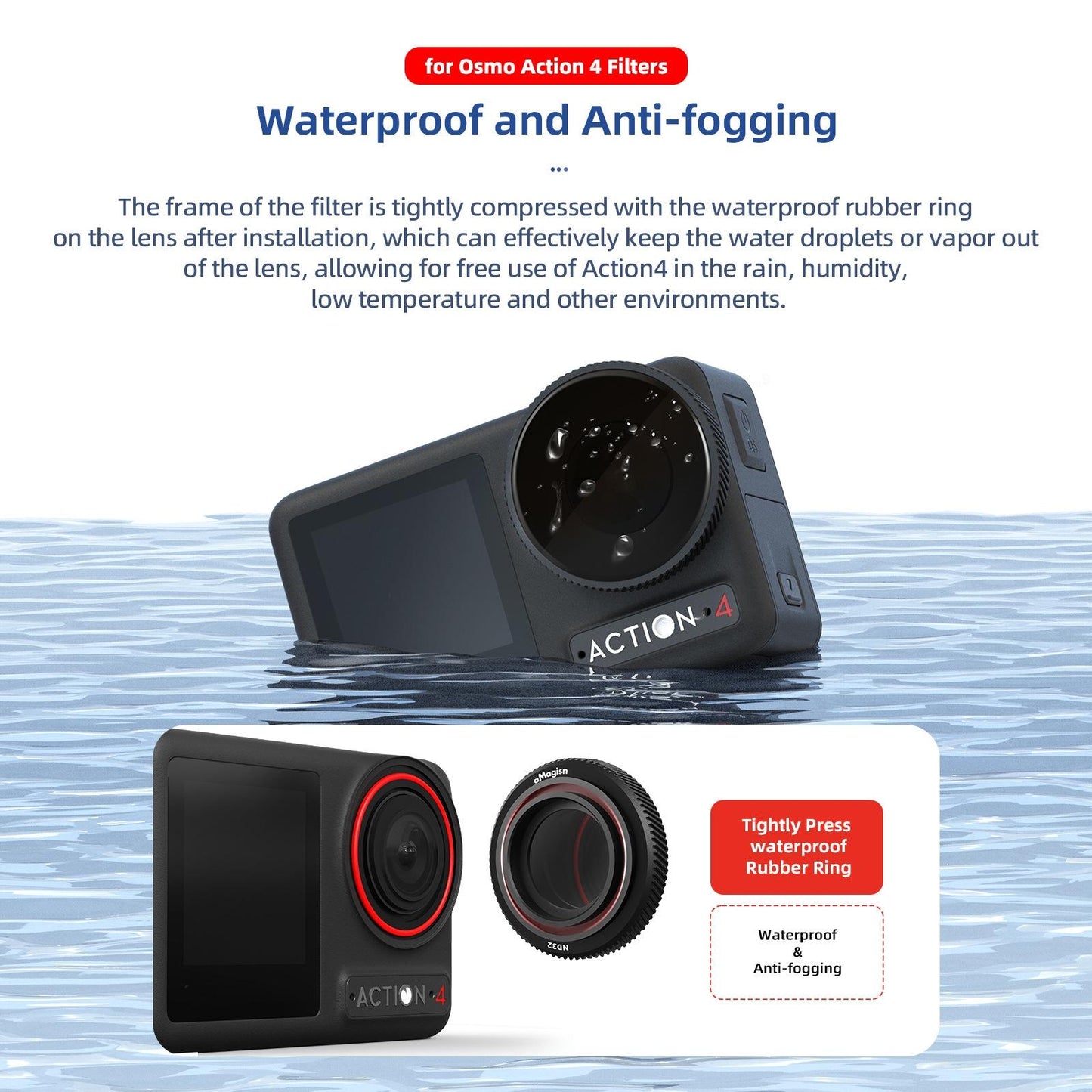 Waterproof Filter For Dji Action 4 Sports Camera Cpl Uv
