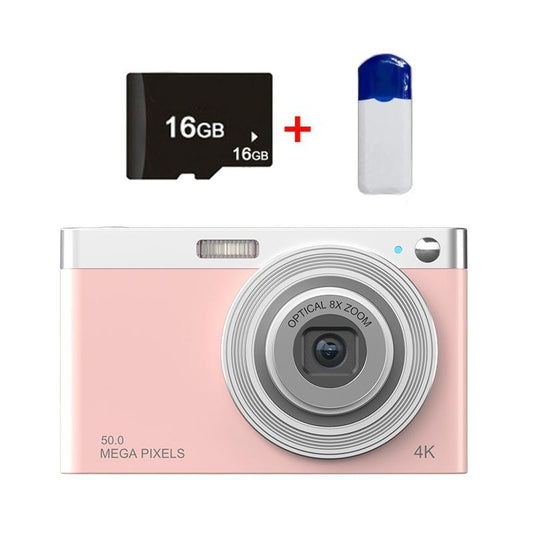 4K 8X Optical Zoom Telescopic Lens Digital Camera With Card Reader & 16G Pink