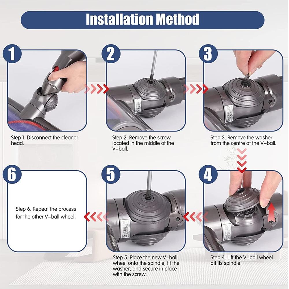 V-Ball Wheels For Dyson Vacuum Cleaner Heads