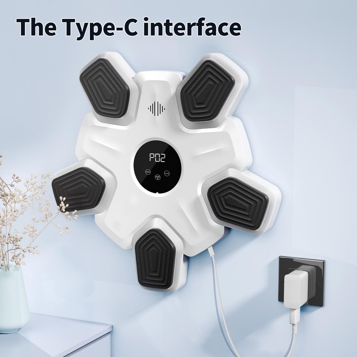 Bluetooth Music Boxing Machine 4 Modes 9 Speeds Colourful Lights With Kids Golves White