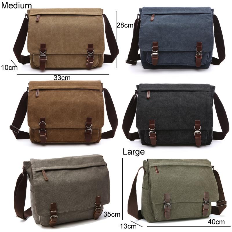 Dark Blue Canvas Business Messenger Bag Large