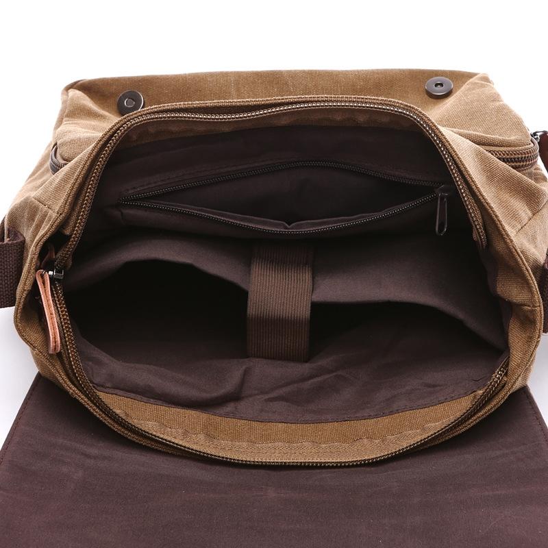 Dark Blue Canvas Business Messenger Bag Large