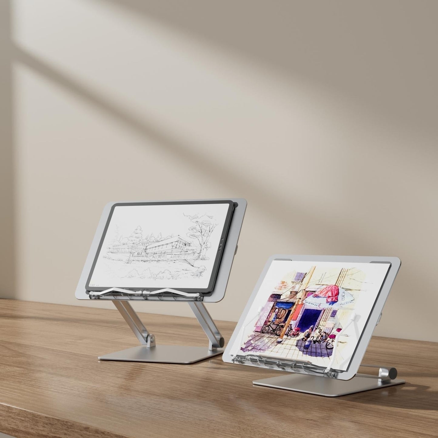 Folding Laptop Stand With Heat Dissipation - Book Clips