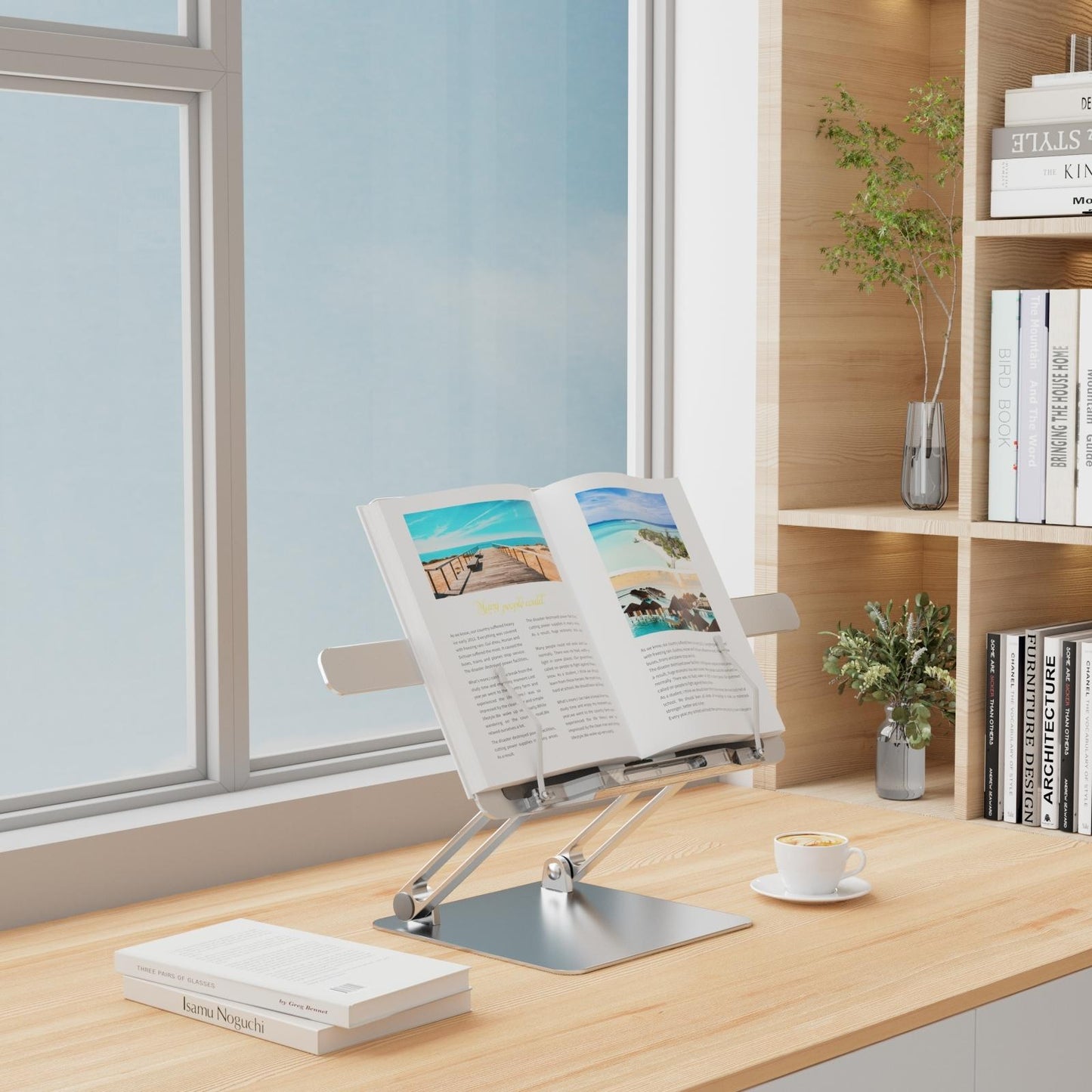 Folding Laptop Stand With Heat Dissipation - Book Clips