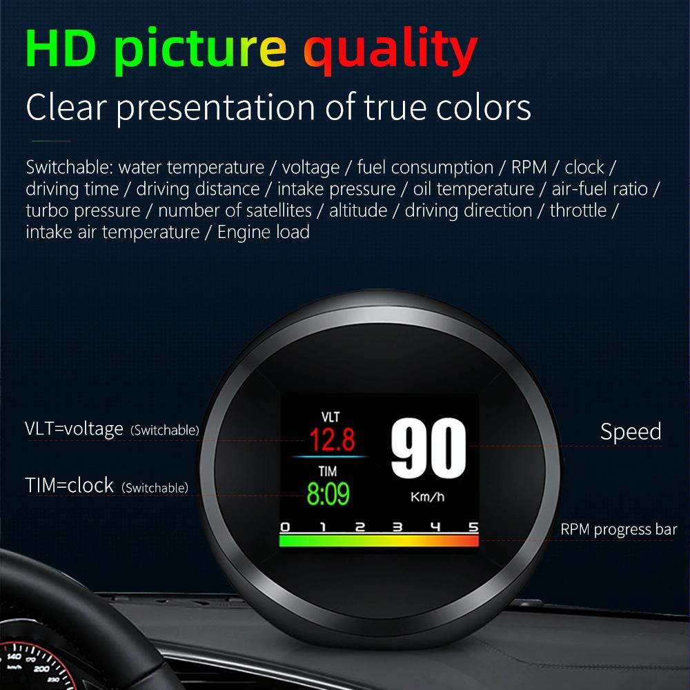 Car Hud Head Up Display Obd2 + Gps Mode Water Temp Speed Voltage Fuel Alarm