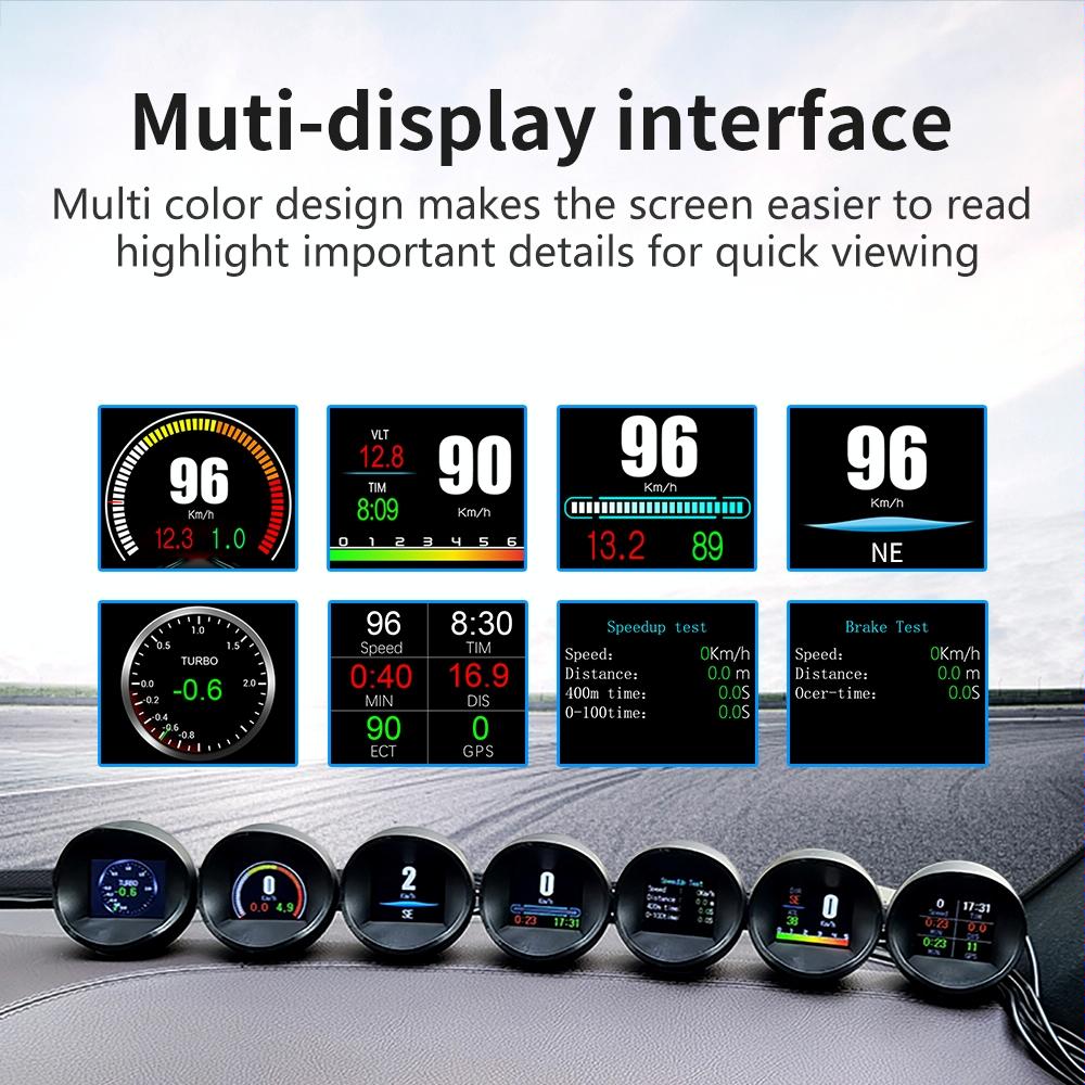 Car Hud Head Up Display Obd2 + Gps Mode Water Temp Speed Voltage Fuel Alarm