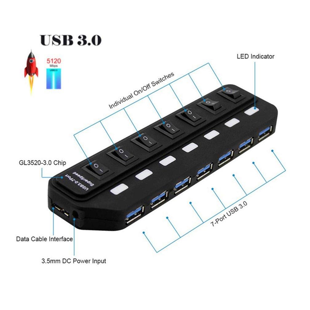 7 Port Usb 3.0 Hub With Independent Switching