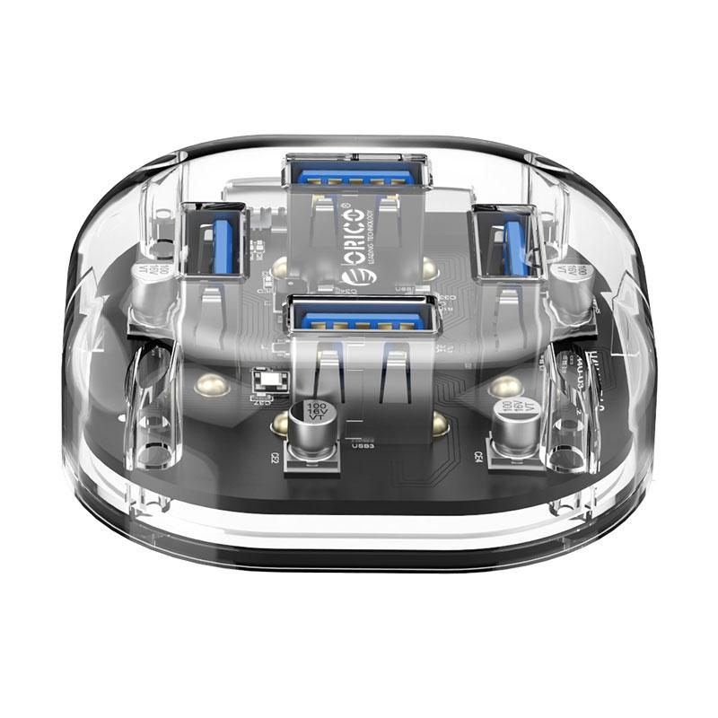 Transparent 4-Port Usb 3.0 Hub