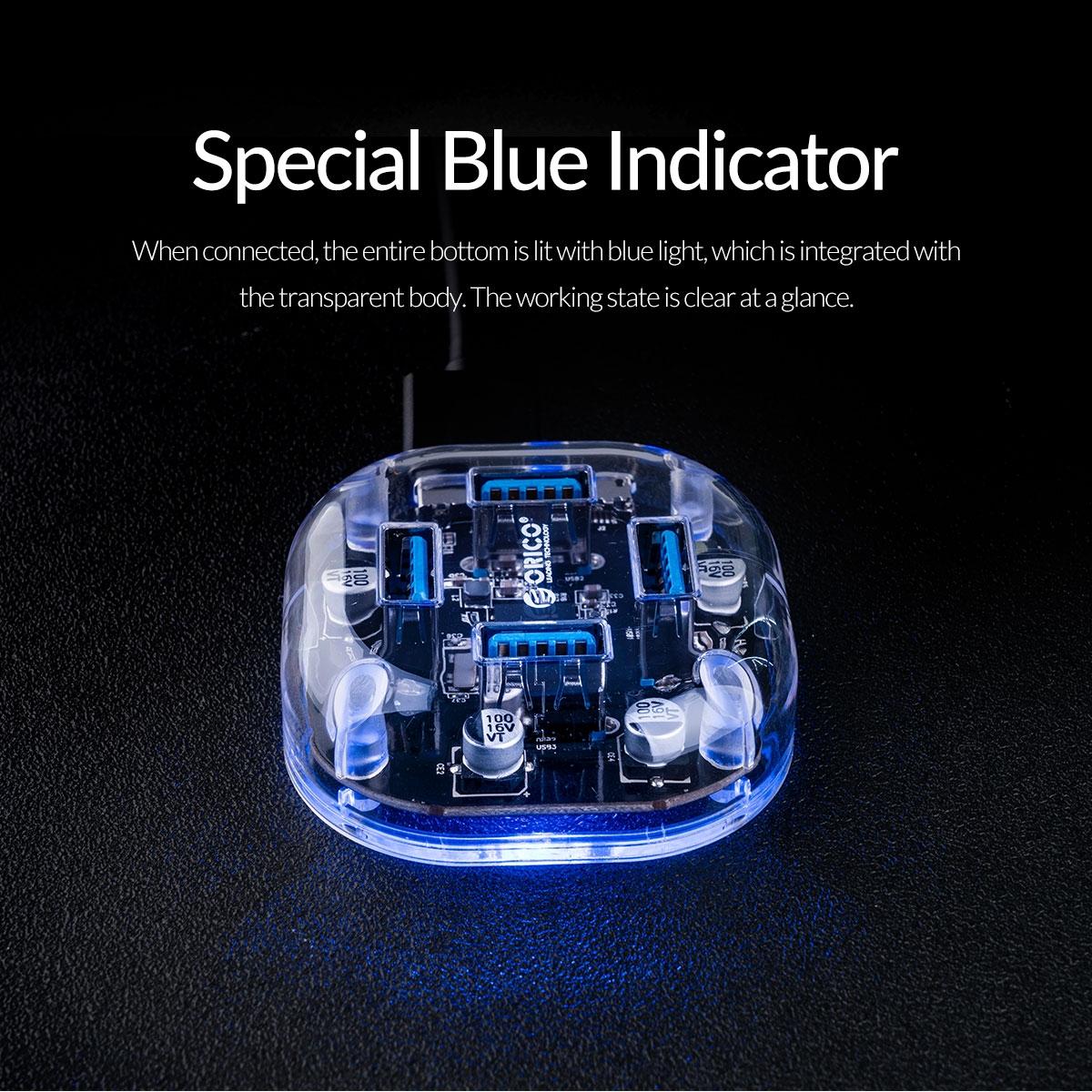 Transparent 4-Port Usb 3.0 Hub