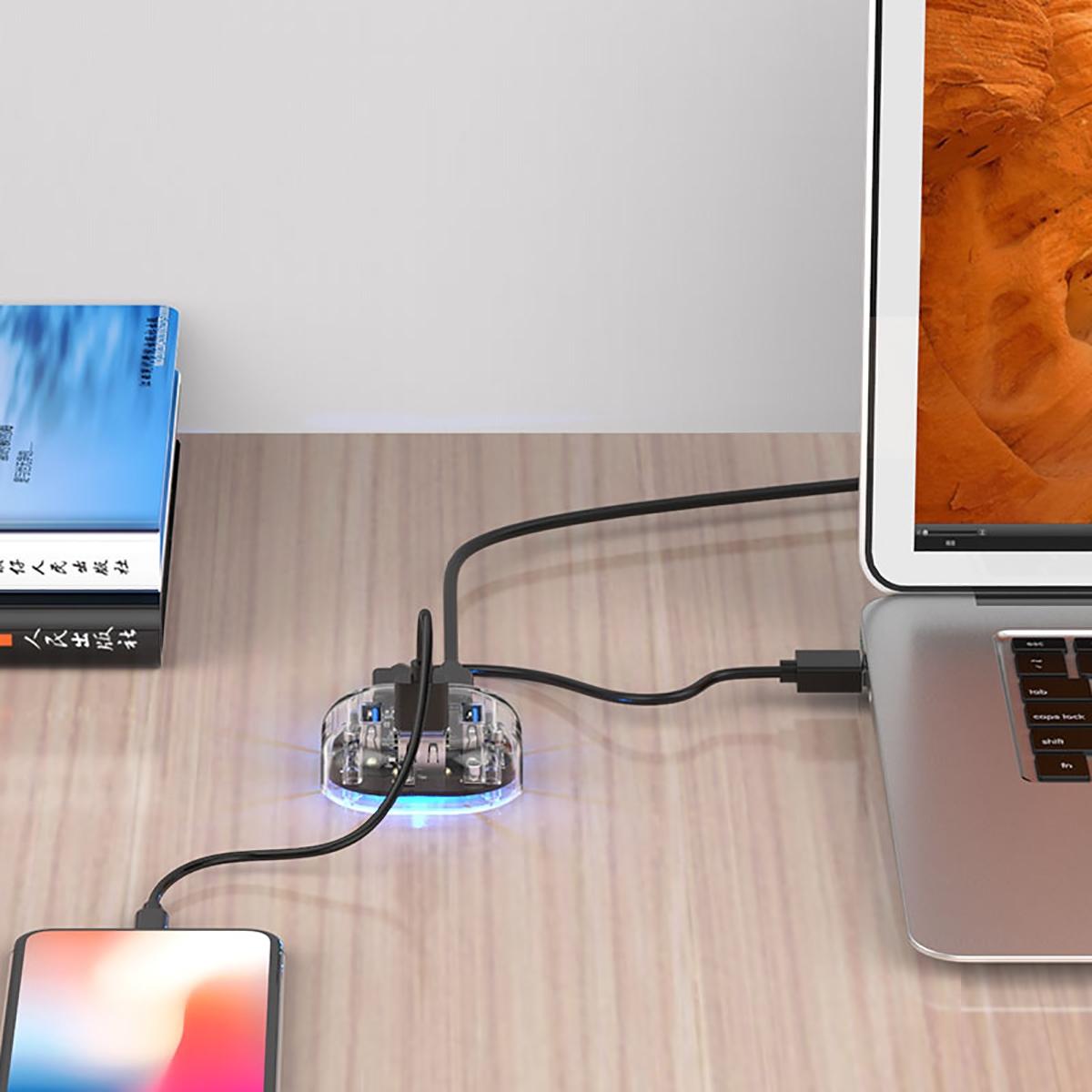 Transparent 4-Port Usb 3.0 Hub
