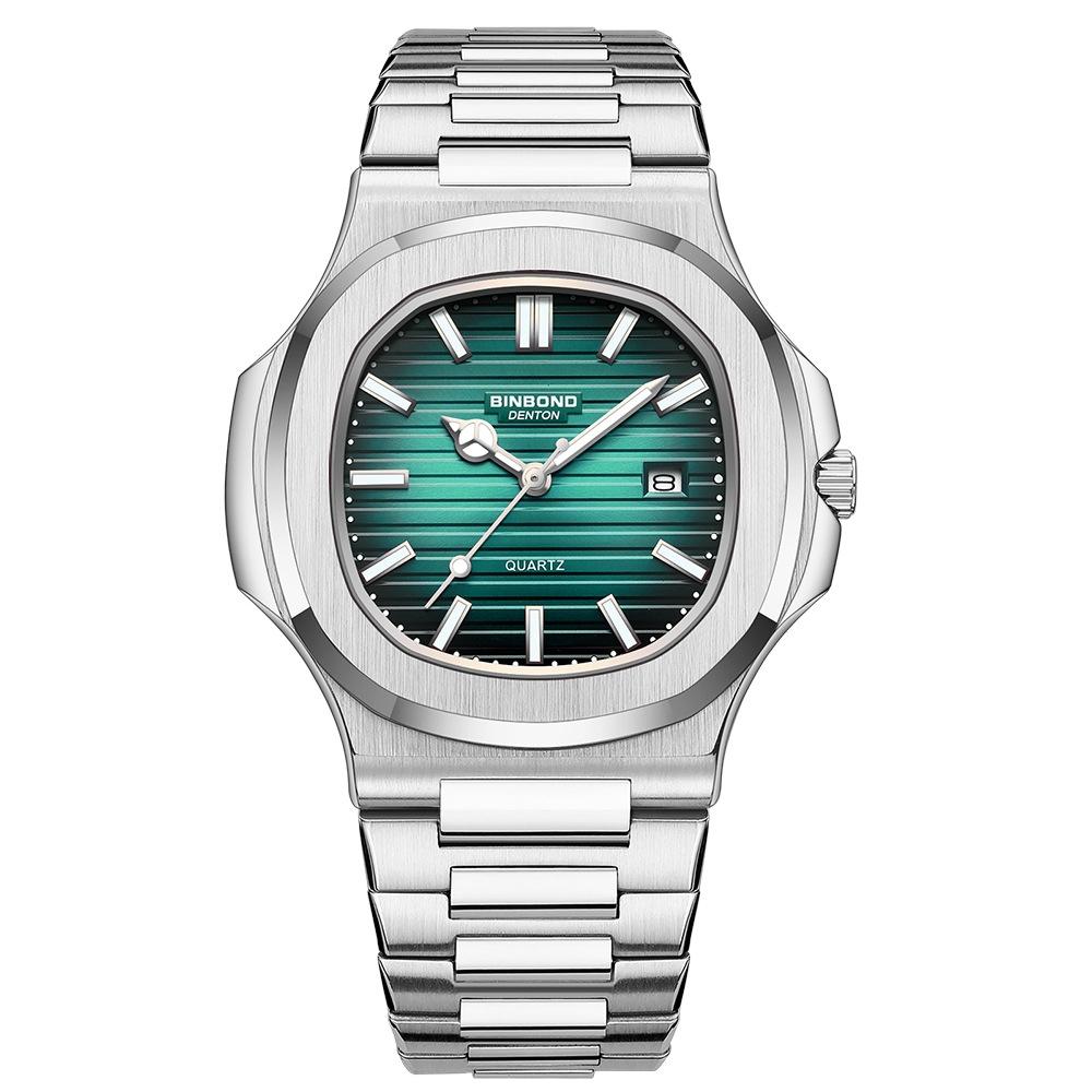 Retro Luminous Square Men Quartz Watch - 30M Waterproof Rose Gold-Blue