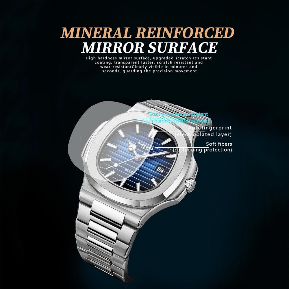 Retro Luminous Square Men Quartz Watch - 30M Waterproof Rose Gold-Blue
