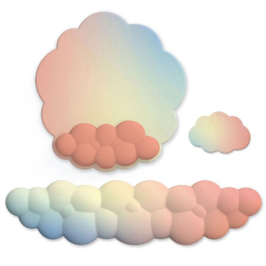 3 Piece Cloudy Gradient Memory Foam Wrist & Mouse Pad Set Blue+Gray Model 10