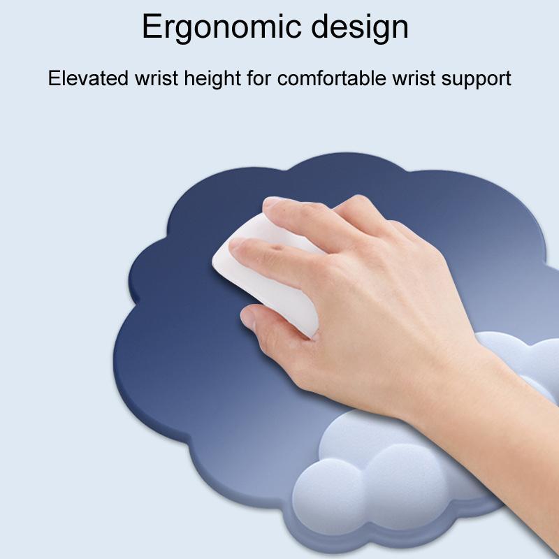 3 Piece Cloudy Gradient Memory Foam Wrist & Mouse Pad Set Blue+Gray Model 10