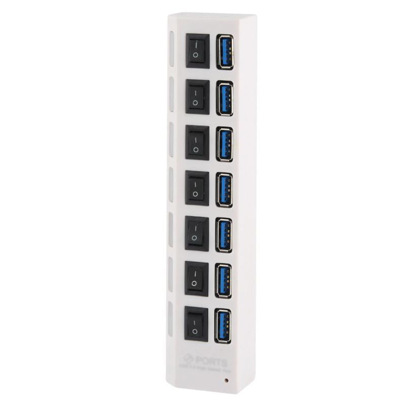 7 Port Usb 3.0 Hub 5Gbps Plug & Play 1Tb Support Black