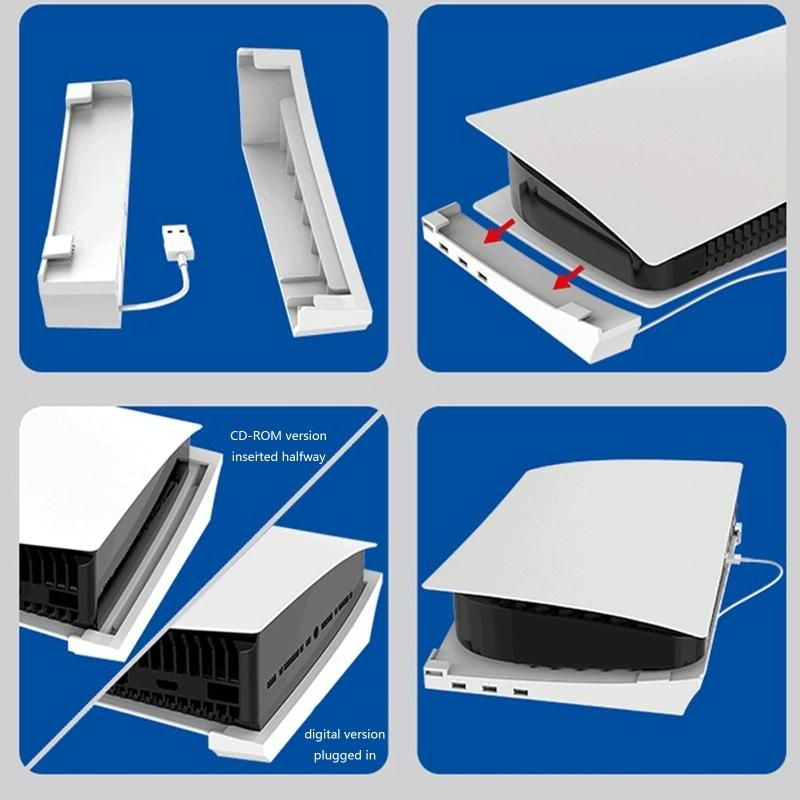 4 Port Usb Hub Base For Ps5 Horizontal Stand