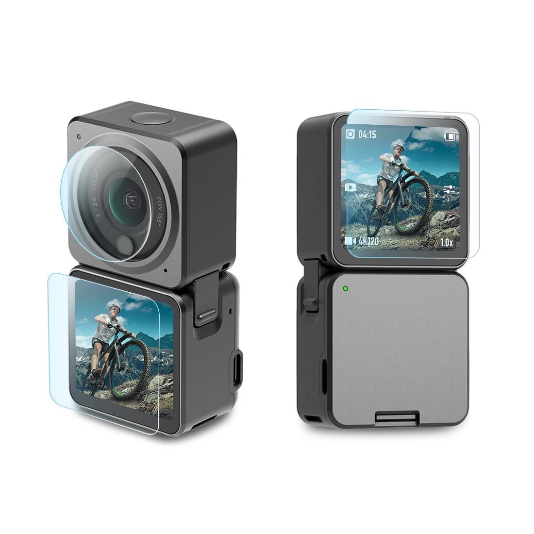 9H Tempered Glass Film For Dji Action 2 3 In 1 Lens With Front And Back Lcd Display