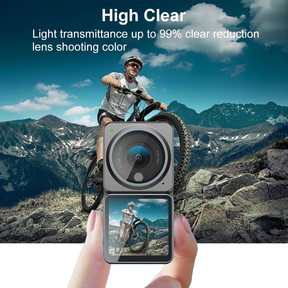 9H Tempered Glass Film For Dji Action 2 3 In 1 Lens With Front And Back Lcd Display
