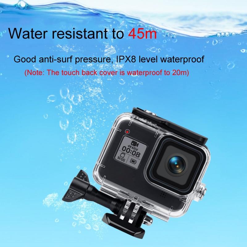Waterproof Case For Gopro Hero8 With Touch Back Cover And Lens Filter 45M