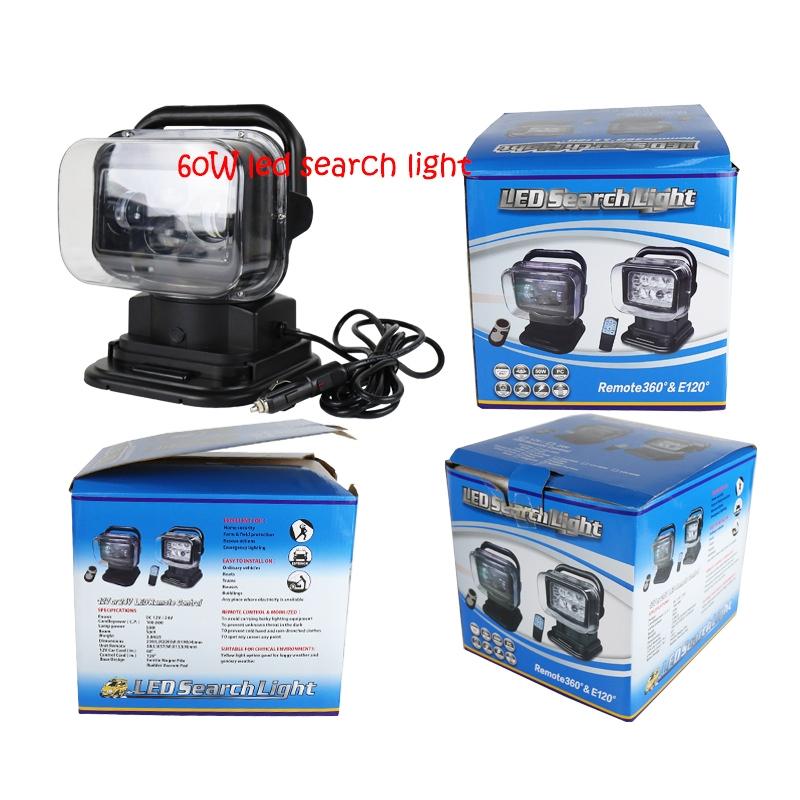60W Dc 12 24V 400Lm Car 200M Wireless Remote Control 360 Degree Adjustable Led Search High Bay Lights / Spotlights