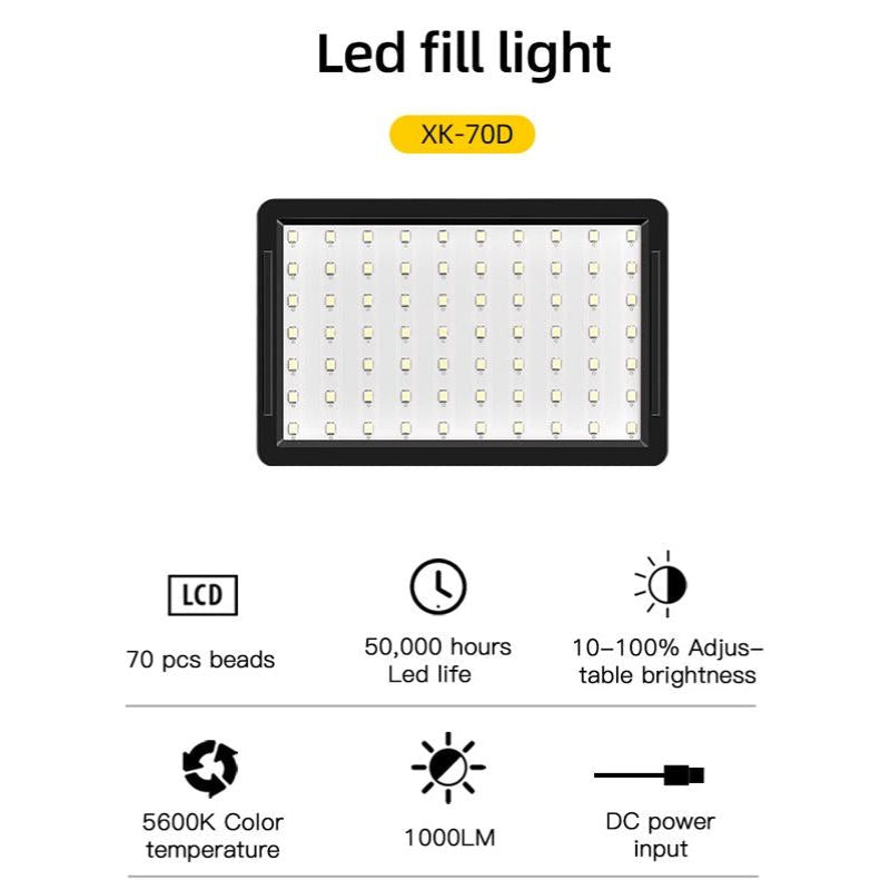 Retractable 10W Live Broadcast Light With Bracket And Colour Filters For Video Production