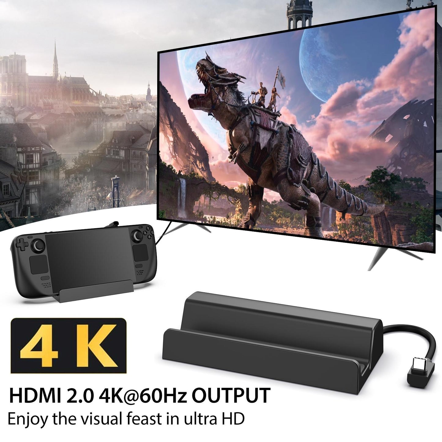 Steam Deck Expansion Dock With Hdmi And Gigabit Network Port