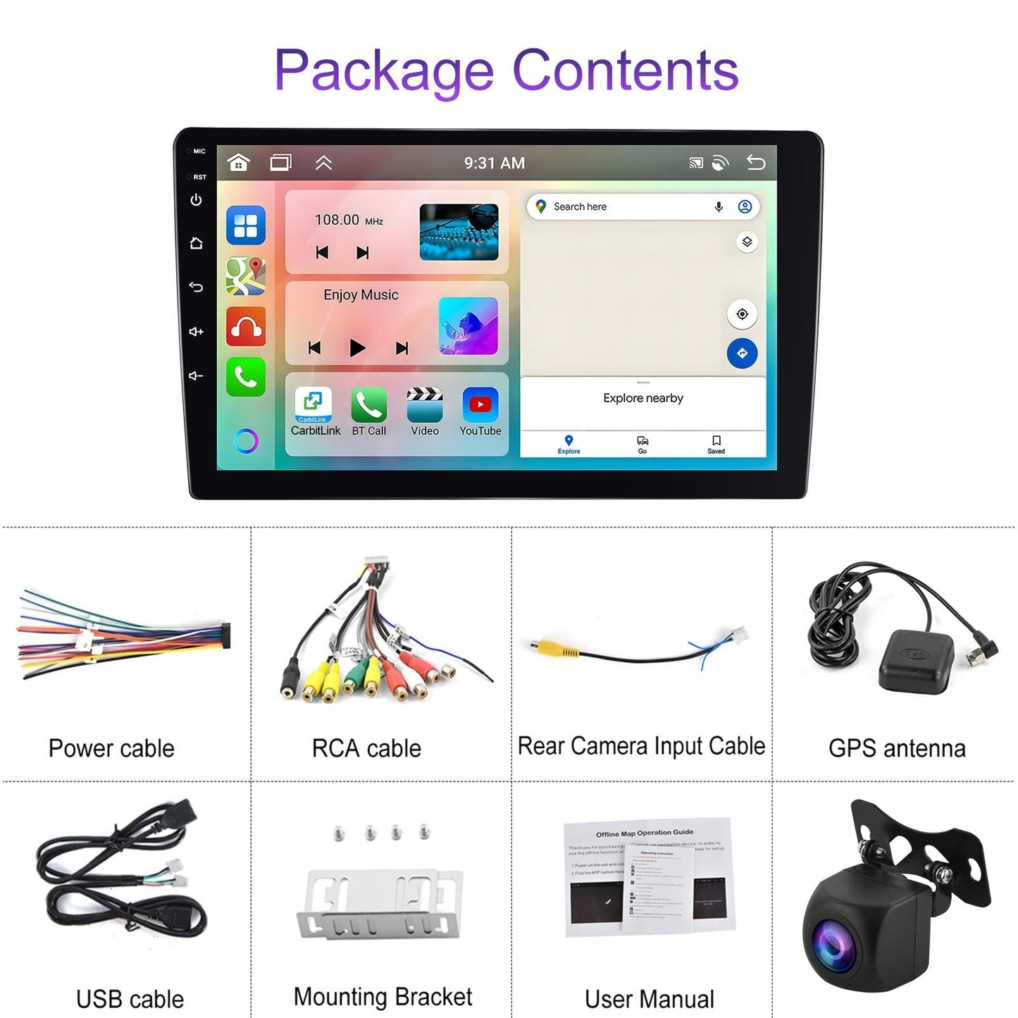 6 + 128G Android Car Bluetooth Player With Locator Technology Navigation Standard 7 Inch