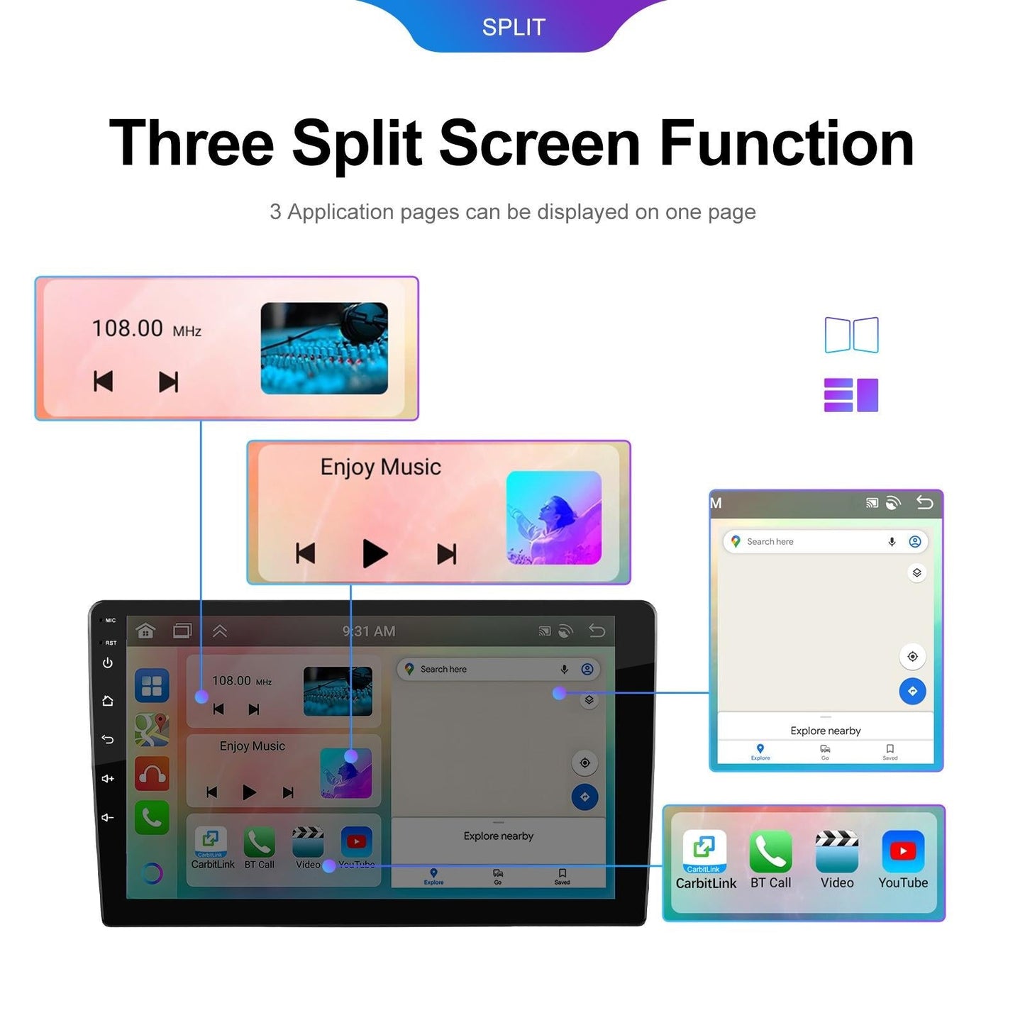 6 + 128G Android Car Bluetooth Player With Locator Technology Navigation Standard 7 Inch