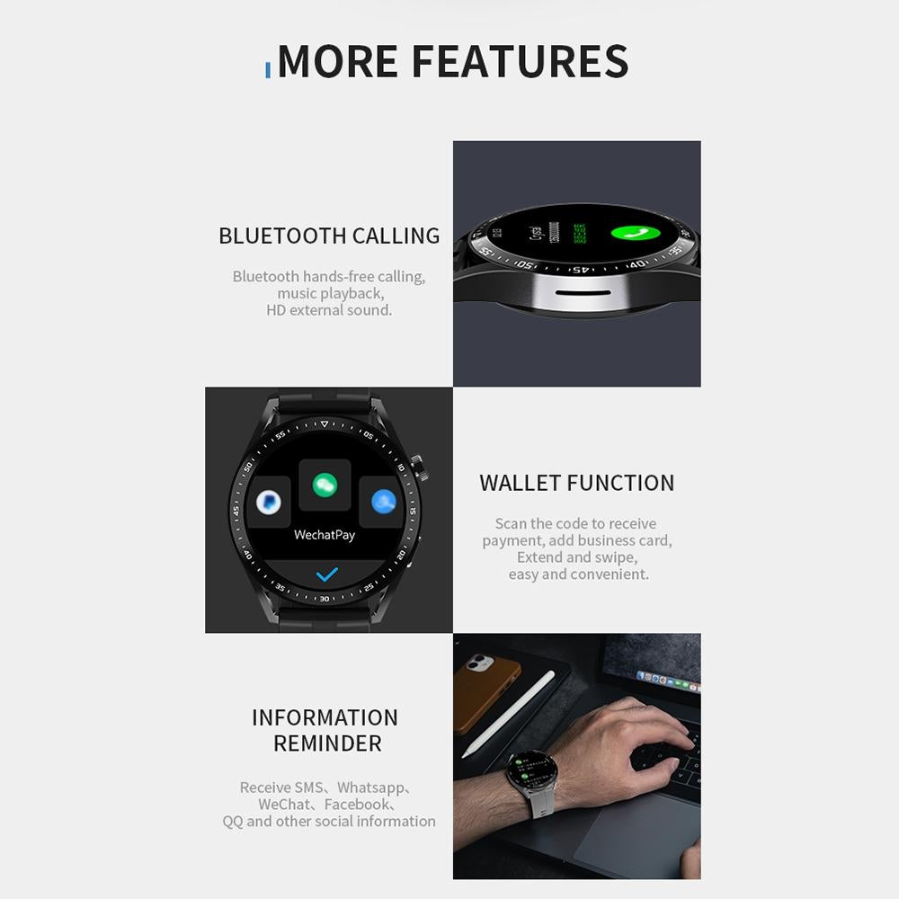 1.39 Inch Ip67 Waterproof Health Monitoring Bluetooth Call Smart Watch With Nfc Payment Black