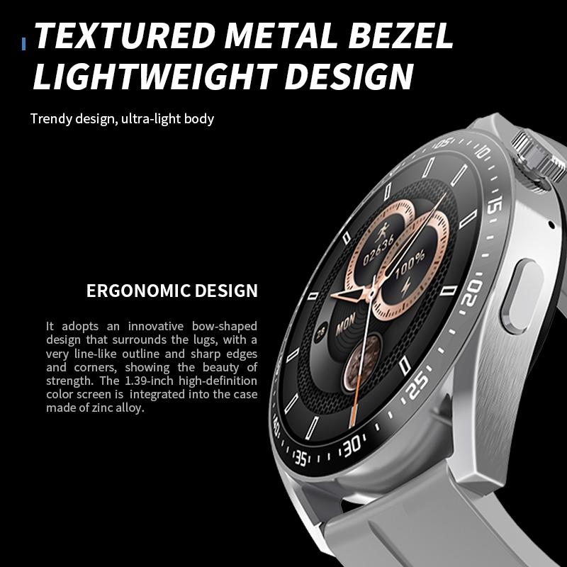 1.39 Inch Ip67 Waterproof Health Monitoring Bluetooth Call Smart Watch With Nfc Payment Black