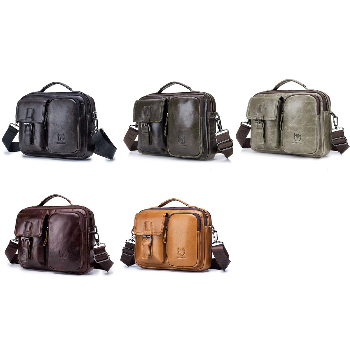 Retro Leather Men Shoulder Bag - Black
