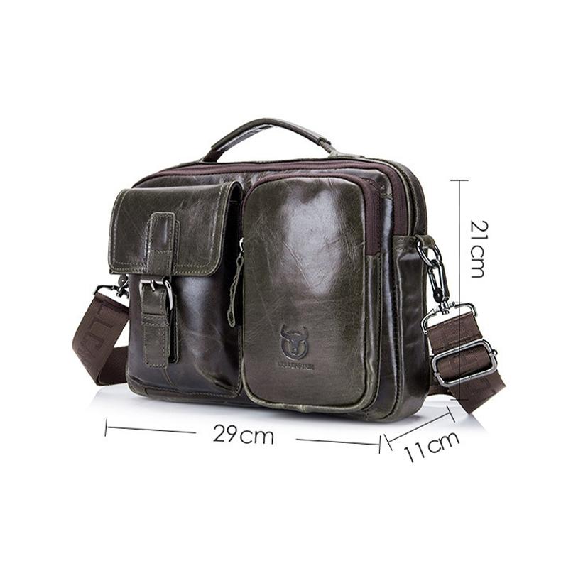 Retro Leather Men Shoulder Bag - Black