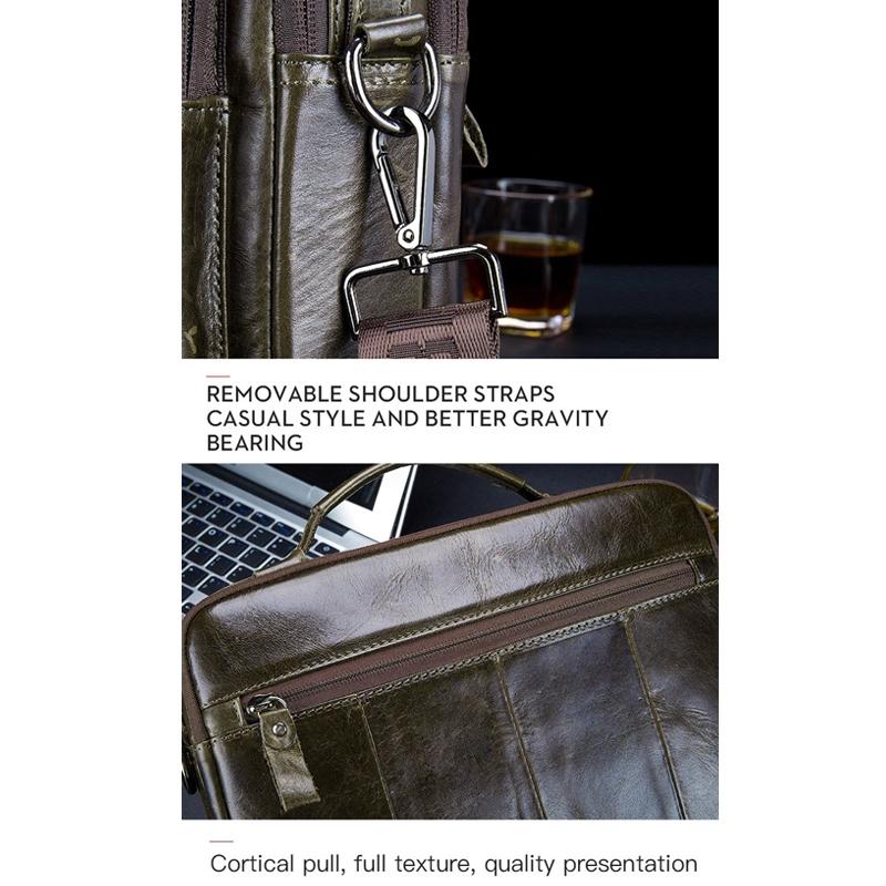 Retro Leather Men Shoulder Bag - Black