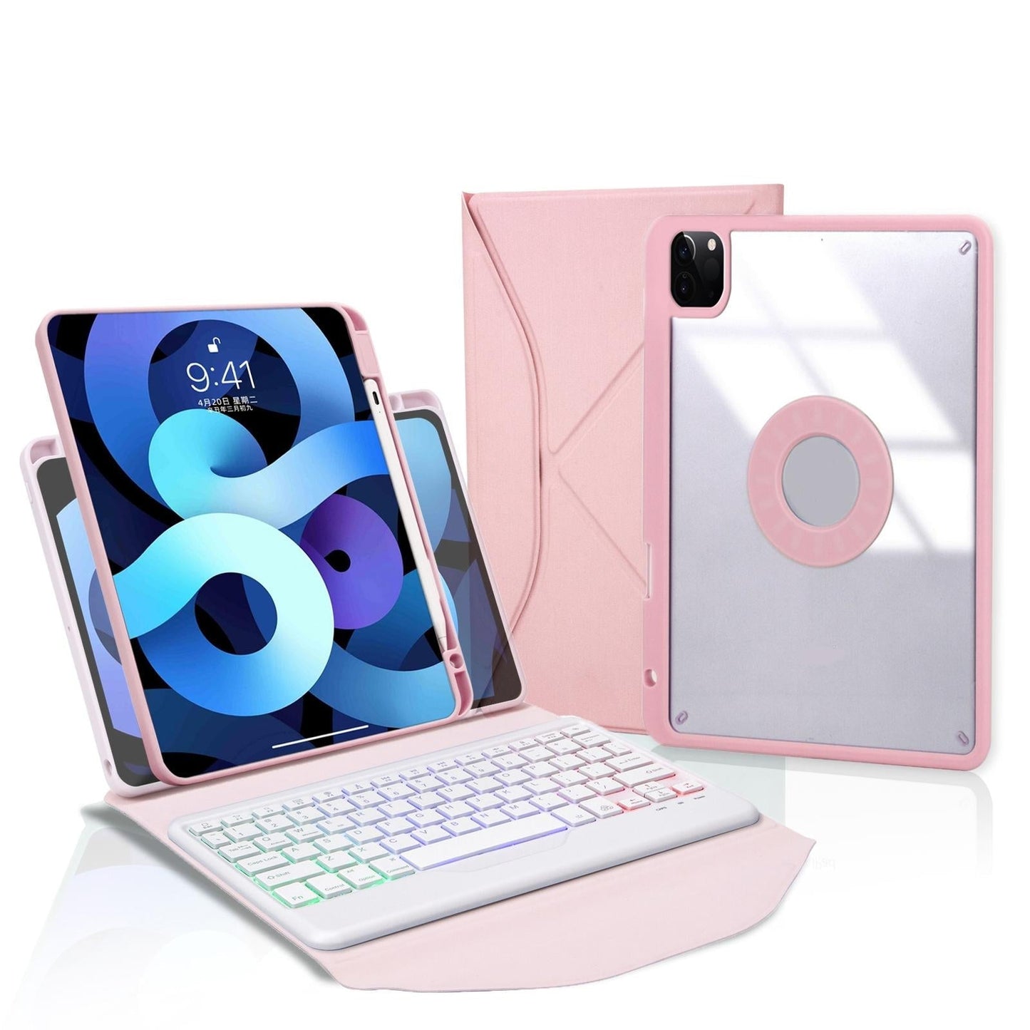 Bluetooth Keyboard Leather Case For Ipad Pro 11 Backlit With Pen Slot Black