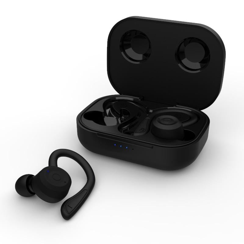 Waterproof T20 Tws Bluetooth Earphones With Charging Box And Noise Cancelling Hooks Black